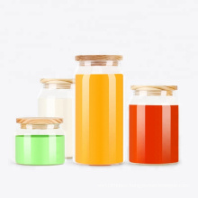 wholesale custom big borosilicate glass jar with wooden lid